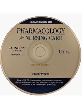 Pharmacology Nursing Care Companion CD Saunders Elsevier WIN MAC Seventh Edition